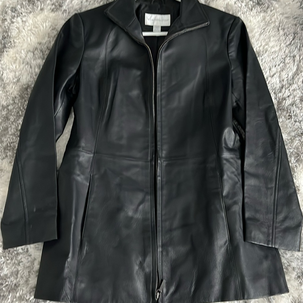 Black Leather Jacket size Petite Small